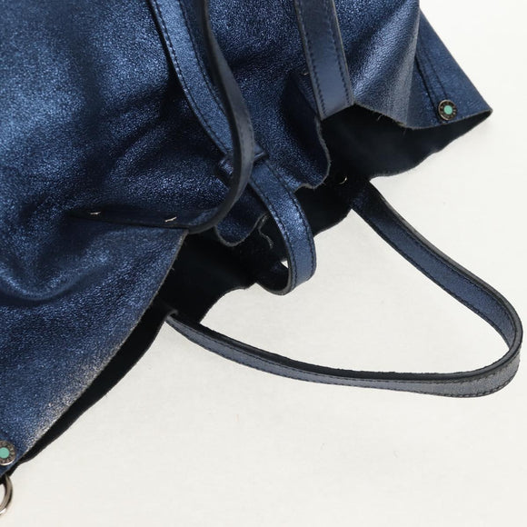 TIFFANY&Co. Hand Bag Leather Blue Silver Auth 159127