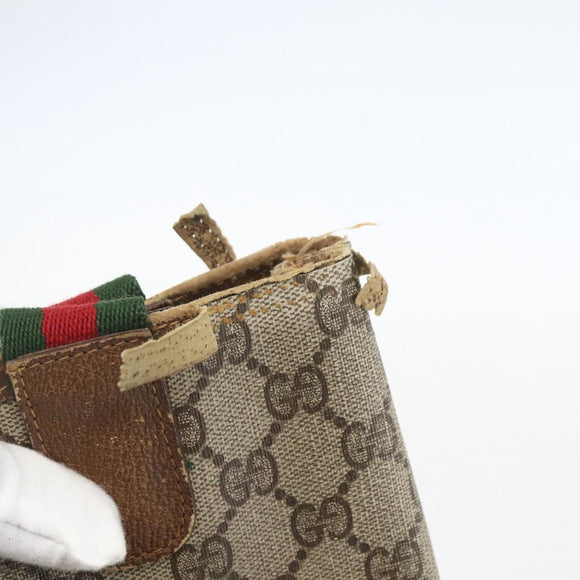 GUCCI GG Supreme Web Sherry Line Tote Bag PVC Beige Red 120 02 003 Auth 159128