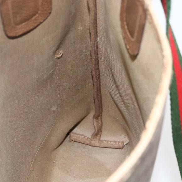 GUCCI GG Supreme Web Sherry Line Tote Bag PVC Beige Red 120 02 003 Auth 159128