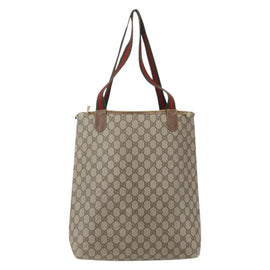 GUCCI GG Supreme Web Sherry Line Tote Bag PVC Beige Red 120 02 003 Auth 159128 - 0