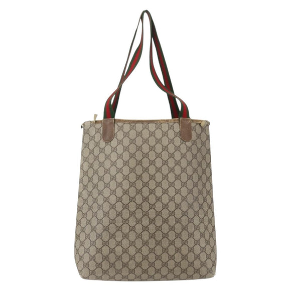 GUCCI GG Supreme Web Sherry Line Tote Bag PVC Beige Red 120 02 003 Auth 159128