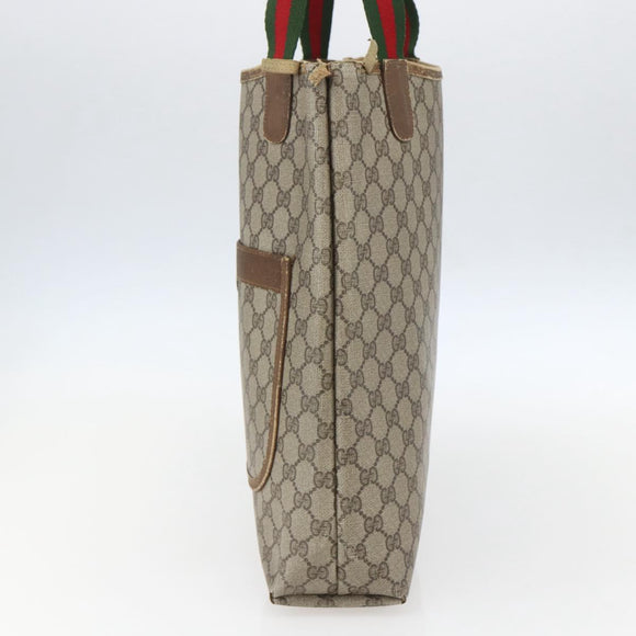 GUCCI GG Supreme Web Sherry Line Tote Bag PVC Beige Red 120 02 003 Auth 159128