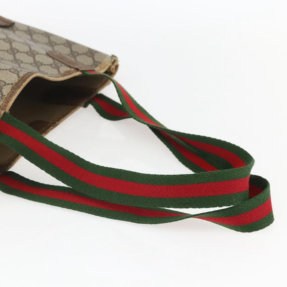 GUCCI GG Supreme Web Sherry Line Tote Bag PVC Beige Red 120 02 003 Auth 159128