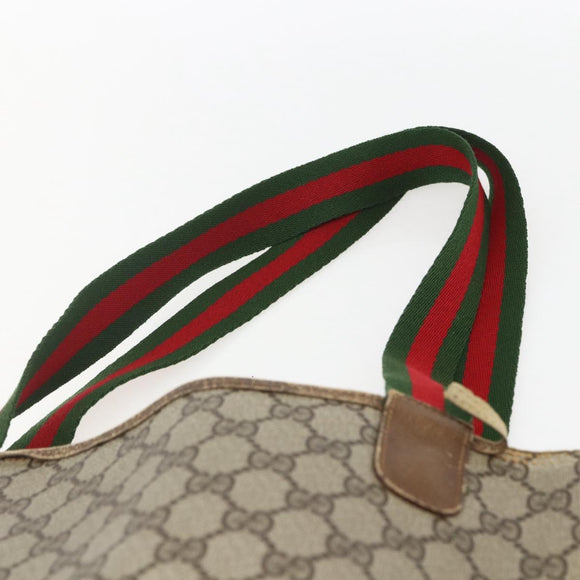 GUCCI GG Supreme Web Sherry Line Tote Bag PVC Beige Red 120 02 003 Auth 159128