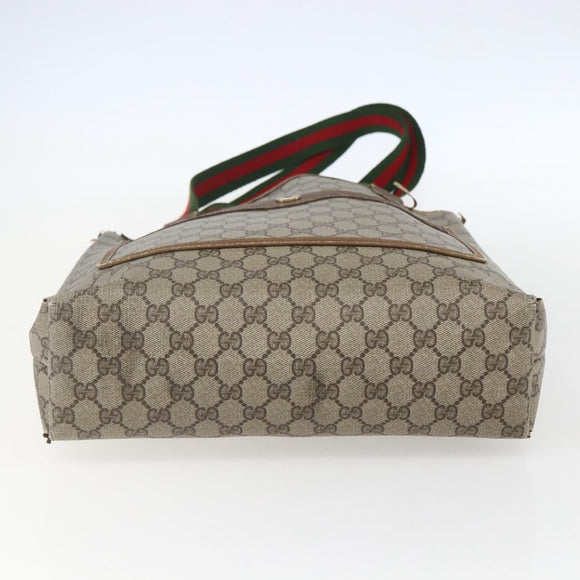 GUCCI GG Supreme Web Sherry Line Tote Bag PVC Beige Red 120 02 003 Auth 159128