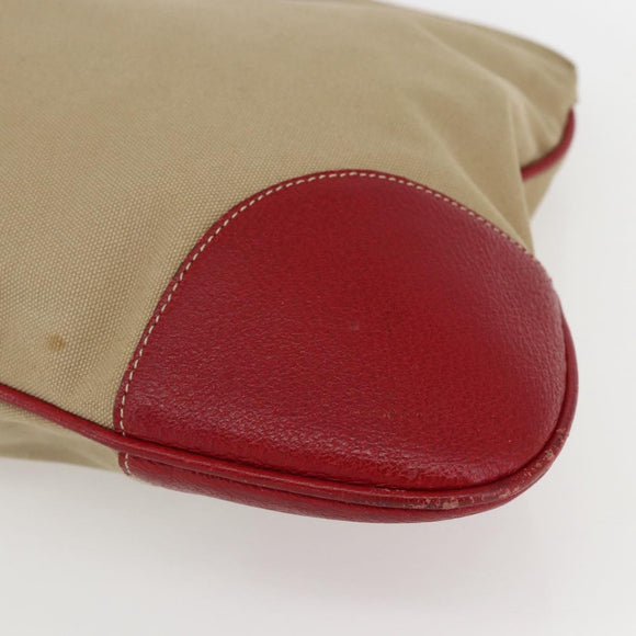 PRADA Tote Bag Canvas Beige Silver Auth 159129