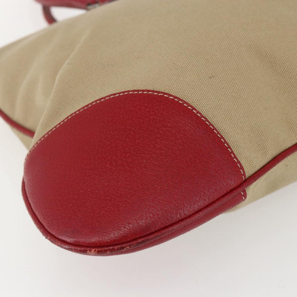 PRADA Tote Bag Canvas Beige Silver Auth 159129