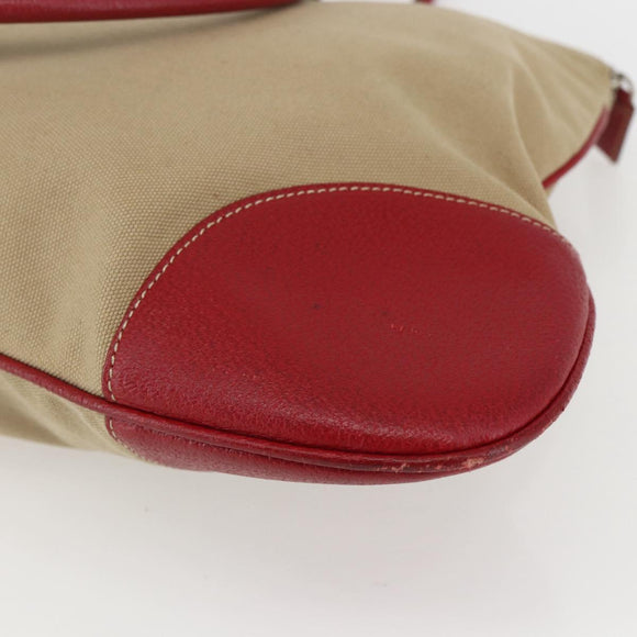 PRADA Tote Bag Canvas Beige Silver Auth 159129