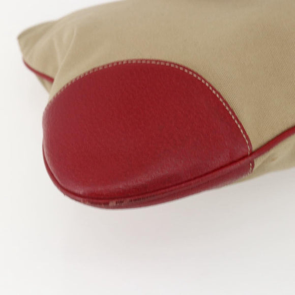 PRADA Tote Bag Canvas Beige Silver Auth 159129