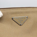 PRADA Tote Bag Canvas Beige Silver Auth 159129-18