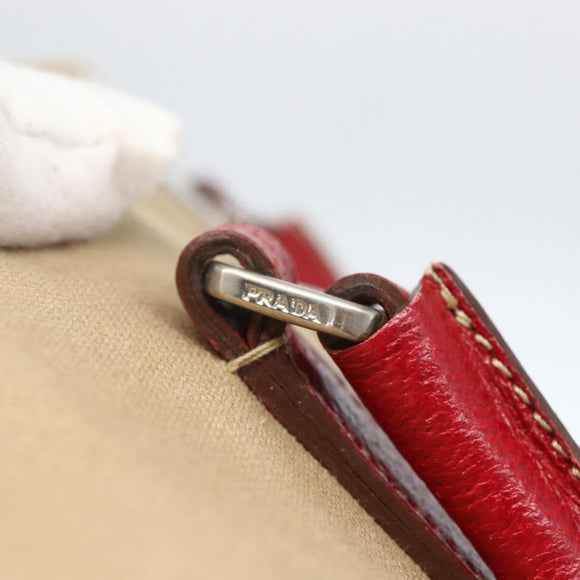 PRADA Tote Bag Canvas Beige Silver Auth 159129