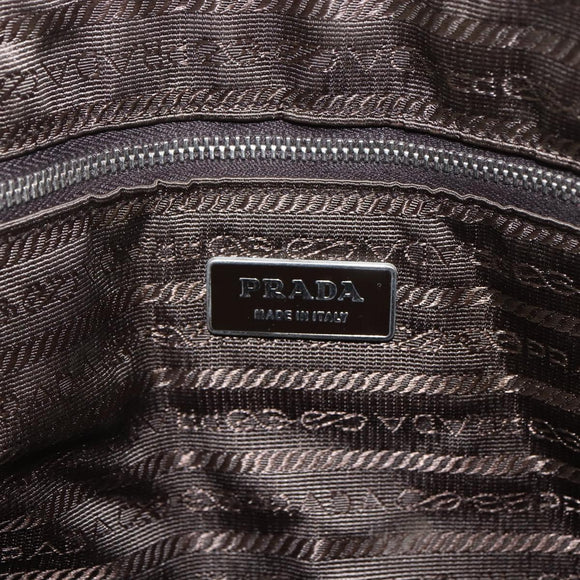 PRADA Tote Bag Canvas Beige Silver Auth 159129