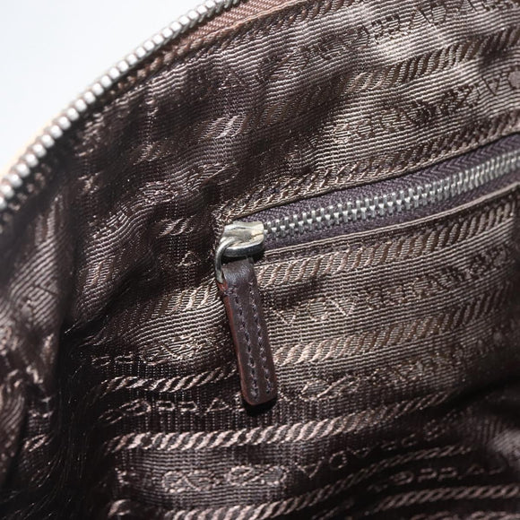 PRADA Tote Bag Canvas Beige Silver Auth 159129