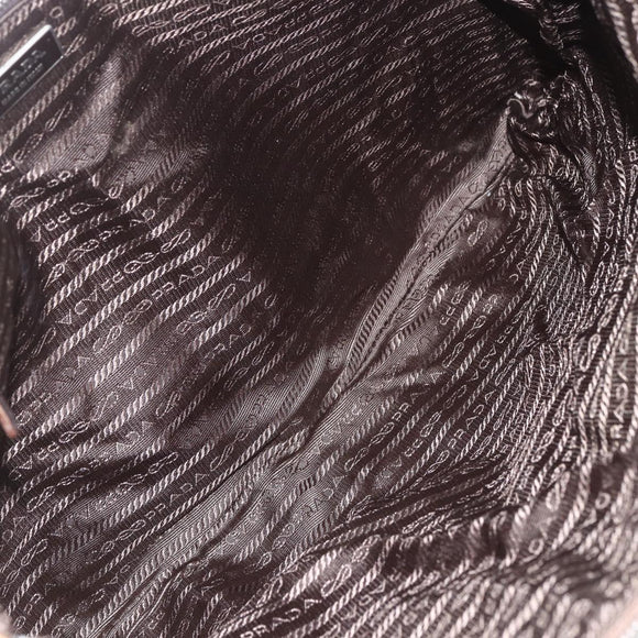 PRADA Tote Bag Canvas Beige Silver Auth 159129