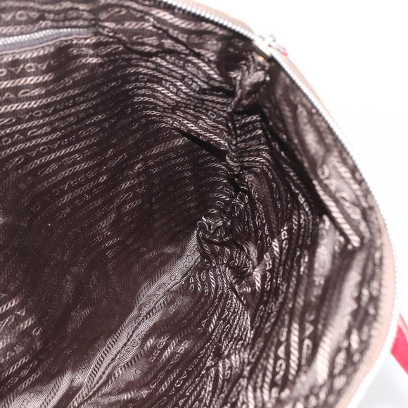 PRADA Tote Bag Canvas Beige Silver Auth 159129