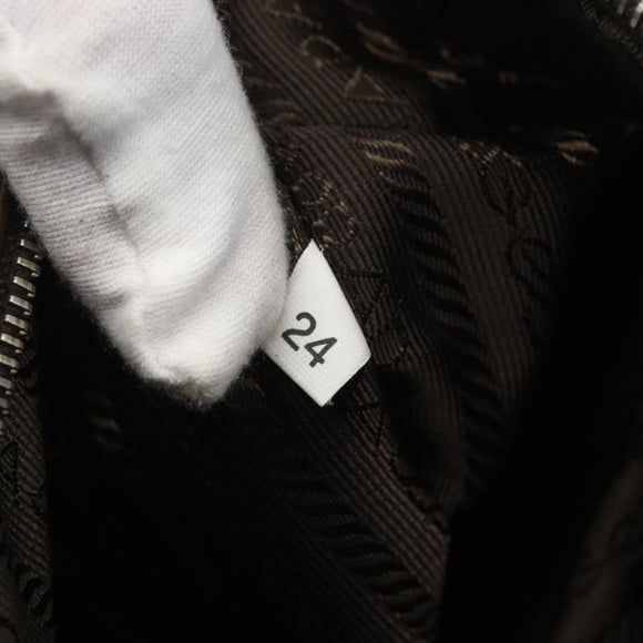 PRADA Tote Bag Canvas Beige Silver Auth 159129