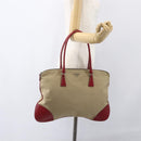PRADA Tote Bag Canvas Beige Silver Auth 159129-24
