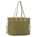 PRADA Hand Bag Nylon Khaki Gold Auth 159131-1