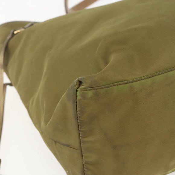PRADA Hand Bag Nylon Khaki Gold Auth 159131