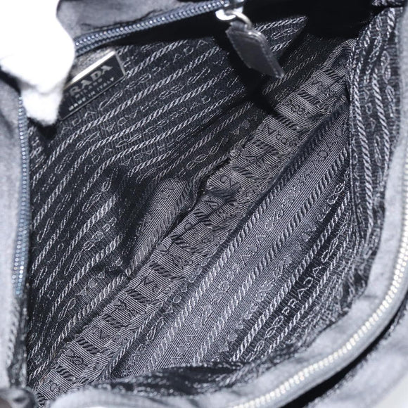 PRADA Shoulder Bag Nylon Black Silver Auth 159132