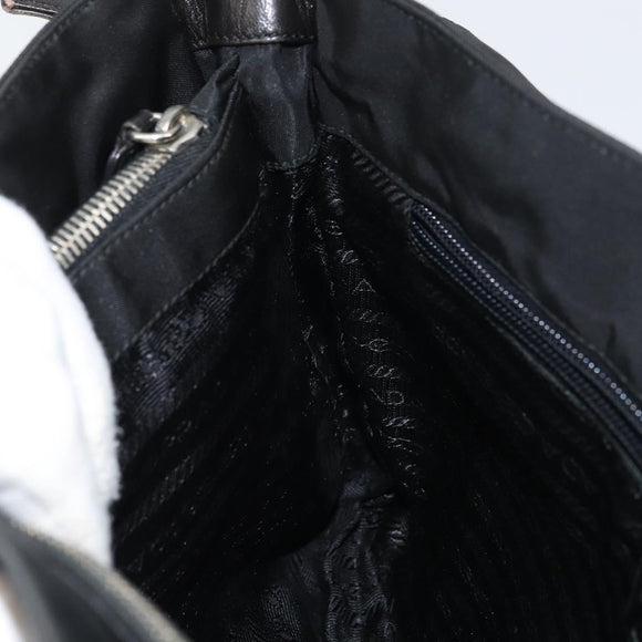 PRADA Shoulder Bag Nylon Black Silver Auth 159132
