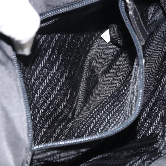 PRADA Shoulder Bag Nylon Black Silver Auth 159132
