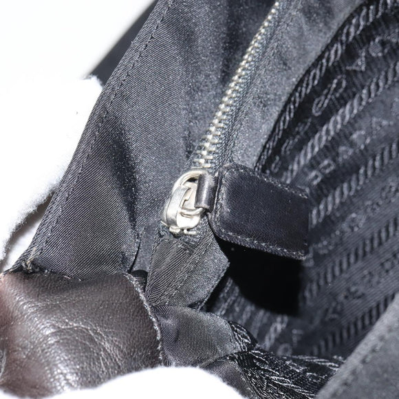 PRADA Shoulder Bag Nylon Black Silver Auth 159132