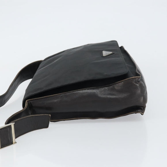 PRADA Shoulder Bag Nylon Black Silver Auth 159132