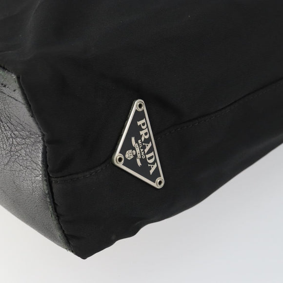 PRADA Hand Bag Nylon Black Silver Auth 159135
