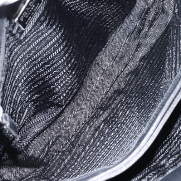 PRADA Hand Bag Nylon Black Silver Auth 159135