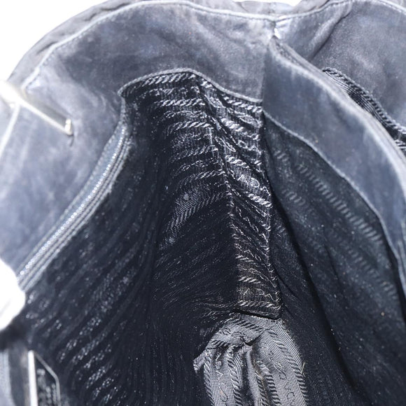 PRADA Hand Bag Nylon Black Silver Auth 159135