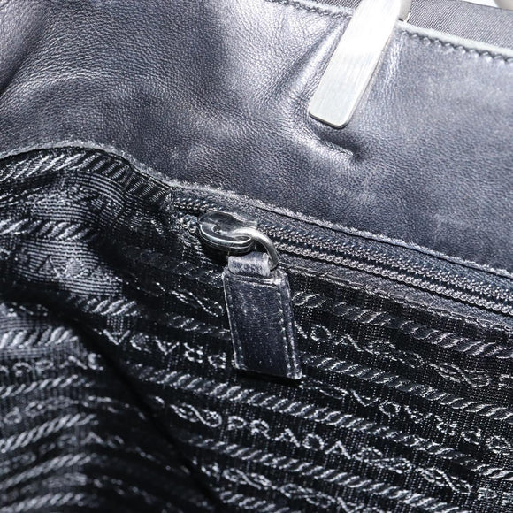 PRADA Hand Bag Nylon Black Silver Auth 159135