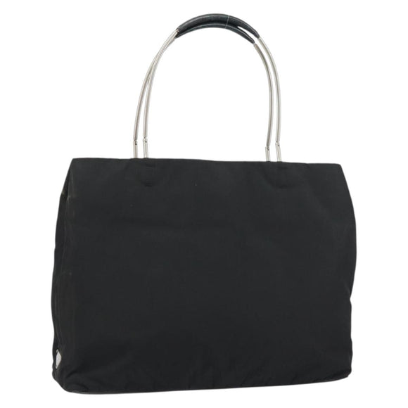 PRADA Hand Bag Nylon Black Silver Auth 159135