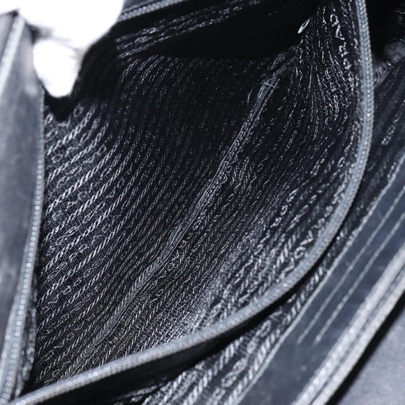 PRADA Hand Bag Nylon Black Silver Auth 159135