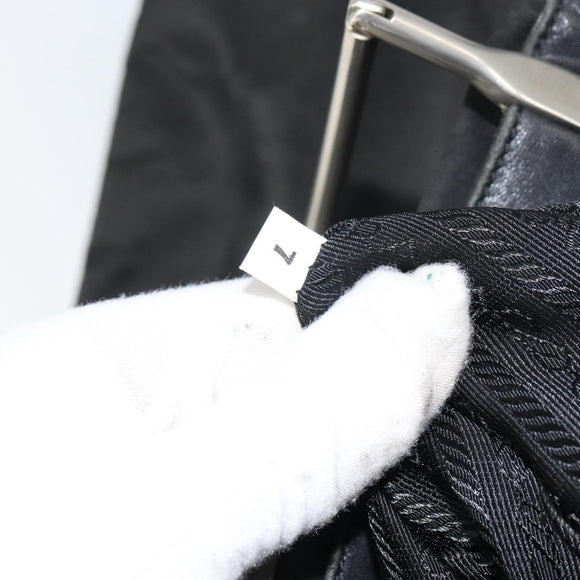PRADA Hand Bag Nylon Black Silver Auth 159135