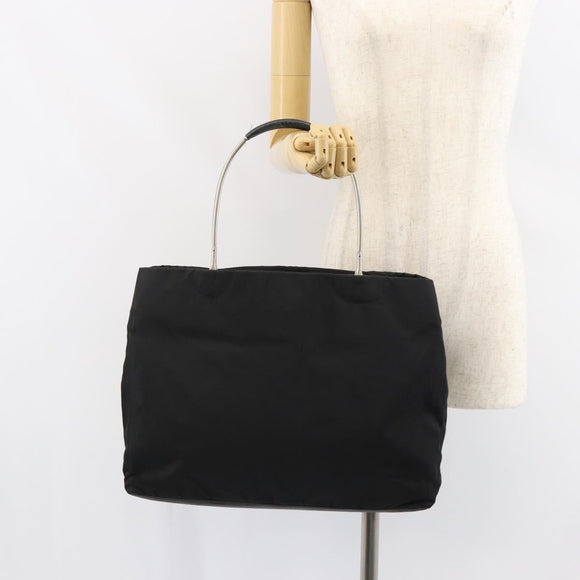 PRADA Hand Bag Nylon Black Silver Auth 159135
