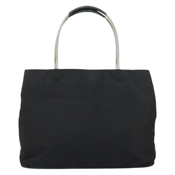 PRADA Hand Bag Nylon Black Silver Auth 159135