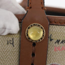 BVLGARI Tote Bag Canvas PVC Beige Gold Auth 159136-10