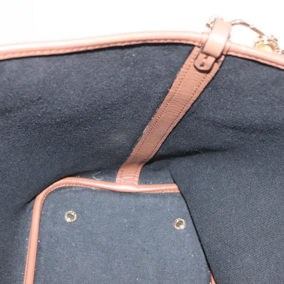 BVLGARI Tote Bag Canvas PVC Beige Gold Auth 159136