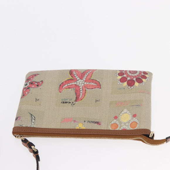 BVLGARI Tote Bag Canvas PVC Beige Gold Auth 159136