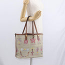 BVLGARI Tote Bag Canvas PVC Beige Gold Auth 159136-22