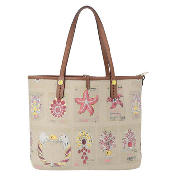 BVLGARI Tote Bag Canvas PVC Beige Gold Auth 159136 - 0