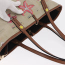 BVLGARI Tote Bag Canvas PVC Beige Gold Auth 159136-6