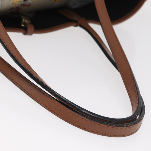 BVLGARI Tote Bag Canvas PVC Beige Gold Auth 159136