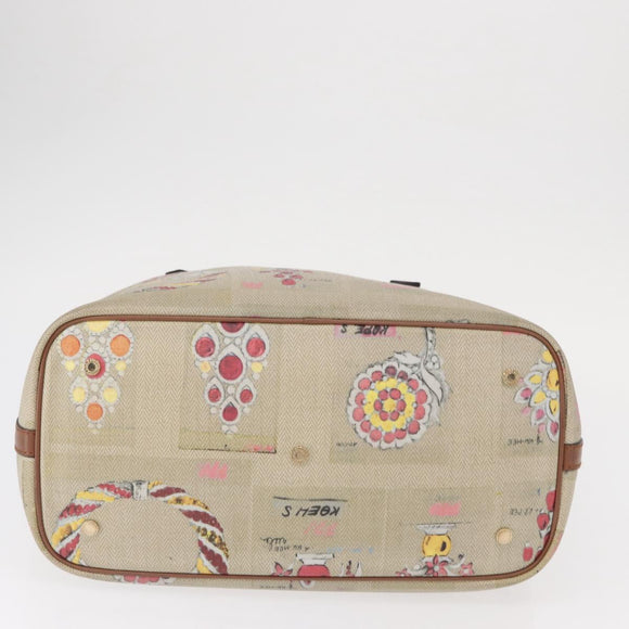 BVLGARI Tote Bag Canvas PVC Beige Gold Auth 159136