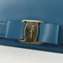 Salvatore Ferragamo Vala Chain Vala Shoulder Bag Leather Blue Gold Auth 159137V-14