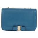 Salvatore Ferragamo Vala Chain Vala Shoulder Bag Leather Blue Gold Auth 159137V-2