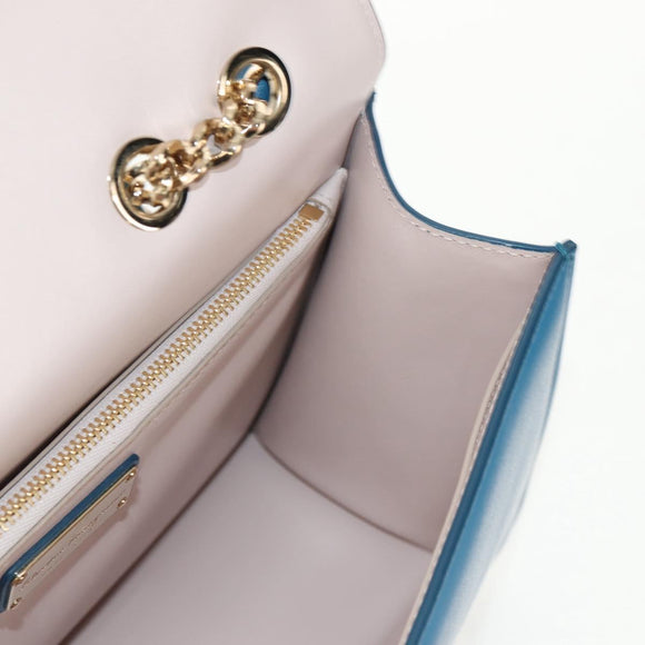 Salvatore Ferragamo Vala Chain Vala Shoulder Bag Leather Blue Gold Auth 159137V