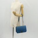 Salvatore Ferragamo Vala Chain Vala Shoulder Bag Leather Blue Gold Auth 159137V-25