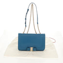 Salvatore Ferragamo Vala Chain Vala Shoulder Bag Leather Blue Gold Auth 159137V-26